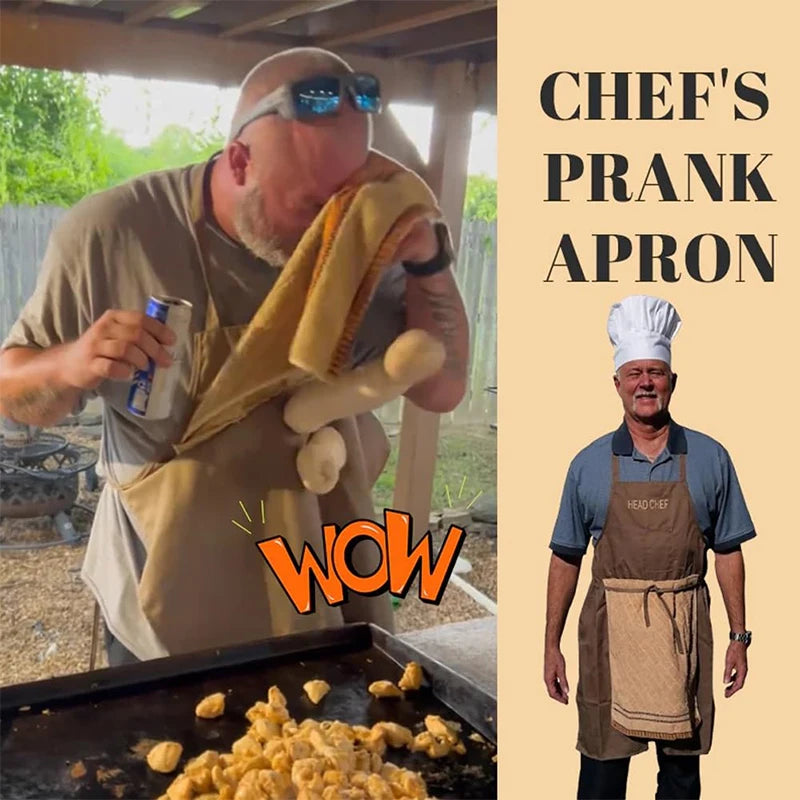 Chef's Prank Apron Dress Creative Prank Apron For Men The Ultimate Gag Gift Surprise Hiding In Pocket For Funny Cooking Grilling