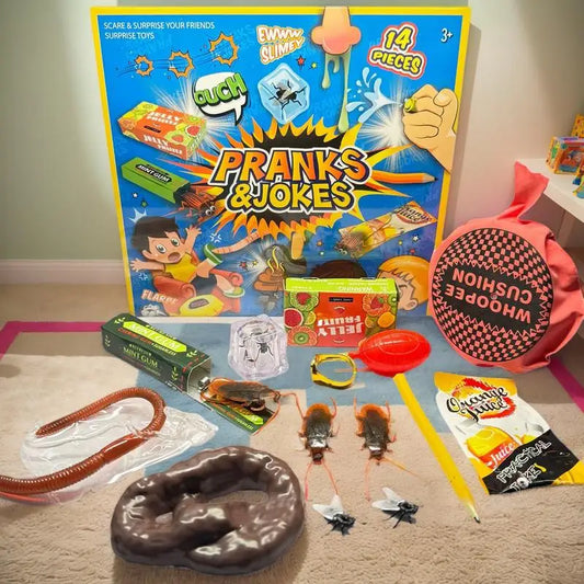 Prank Kit Pranks Pack and Joke Toys Box Set April Fools Prank Stuff Noise Maker Joke Box Toys All Ages Pranks Set for Kids